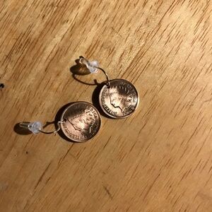 Penny copper earrings 1907 USA